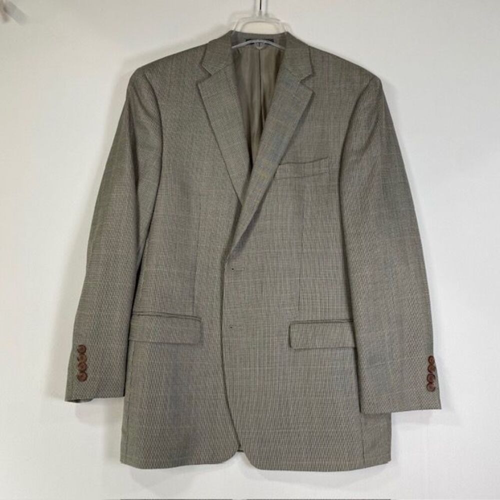 Lauren Ralph Lauren Silk Wool Blend Gray Houndstooth Blazer Sport Coat 40R